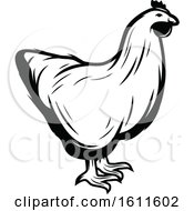 Clipart Of A Black And White Hen Royalty Free Vector Illustration by Vector Tradition SM