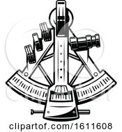 Clipart Of A Black And White Nautical Sextant Royalty Free Vector Illustration by Vector Tradition SM