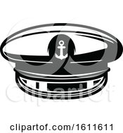 Clipart Of A Black And White Nautical Captain Hat Royalty Free Vector Illustration by Vector Tradition SM