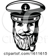 Clipart Of A Black And White Nautical Captain Royalty Free Vector Illustration by Vector Tradition SM