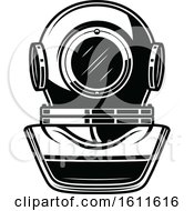 Clipart Of A Black And White Nautical Diving Helmet Royalty Free Vector Illustration