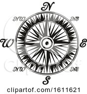 Clipart Of A Black And White Compass Royalty Free Vector Illustration