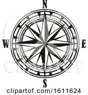 Poster, Art Print Of Black And White Directional Compass Rose