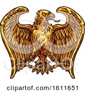 Clipart Of A Sketched Golden Eagle Royalty Free Vector Illustration