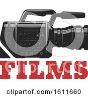 Clipart Of A Movie Camera Over Films Text Royalty Free Vector Illustration by Vector Tradition SM