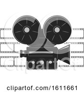Clipart Of A Movie Camera Over Film Strips Royalty Free Vector Illustration by Vector Tradition SM