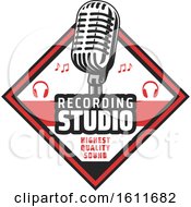Clipart Of A Microphone In A Diamond Royalty Free Vector Illustration