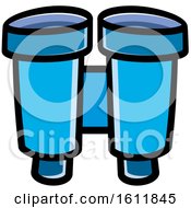 Clipart Of A Pair Of Blue Binoculars Royalty Free Vector Illustration