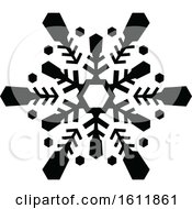 Clipart Of A Winter Snowflake In Black And White Royalty Free Vector Illustration