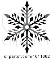 Clipart Of A Winter Snowflake In Black And White Royalty Free Vector Illustration