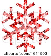 Poster, Art Print Of Sparkly Red Christmas Snowflake