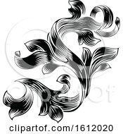 Poster, Art Print Of Heraldic Floral Filigree Pattern Scroll Design