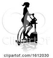 Poster, Art Print Of Gym Woman Silhouette Elliptical Cross Fit Machine