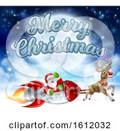 Poster, Art Print Of Merry Christmas Santa Claus Rocket Sleigh