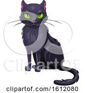 Clipart Of A Sitting Black Cat Royalty Free Vector Illustration