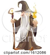 Clipart Of A Wizard With A Flame Royalty Free Vector Illustration