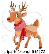 Poster, Art Print Of Christmas Reindeer Wearing A Scarf