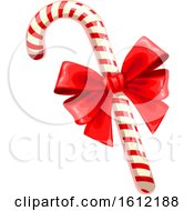 Clipart Of A Christmas Candy Cane With A Bow Royalty Free Vector Illustration by Vector Tradition SM