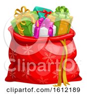 Clipart Of A Christmas Sack Full Of Gifts Royalty Free Vector Illustration