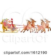 Poster, Art Print Of Christmas Sleigh With Santa And His Team Of Reindeer