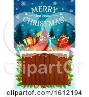Clipart Of A Christmas Greeting And Sign Royalty Free Vector Illustration