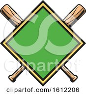 Clipart Of A Diamond With Crossed Baseball Bats Royalty Free Vector Illustration
