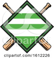 Clipart Of A Diamond With Crossed Baseball Bats Royalty Free Vector Illustration