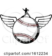 Poster, Art Print Of Silhouetted Pitcher On A Winged Baseball