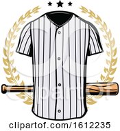 Clipart Of A Baseball Uniform And Bat In A Wreath Royalty Free Vector Illustration