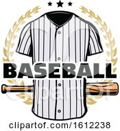 Poster, Art Print Of Baseball Uniform And Bat In A Wreath