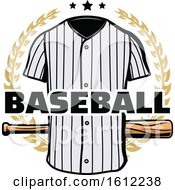 Clipart Of A Baseball Uniform And Bat In A Wreath Royalty Free Vector Illustration