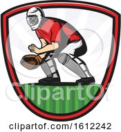 Clipart Of A Baseball Catcher In A Shield Royalty Free Vector Illustration by Vector Tradition SM