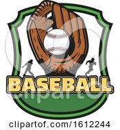 Clipart Of A Baseball In A Glove In A Shield Royalty Free Vector Illustration