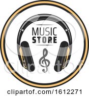 Clipart Of A Headphones Music Design Royalty Free Vector Illustration