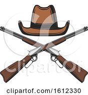 Poster, Art Print Of Cowboy Hat Over Crossed Rifles