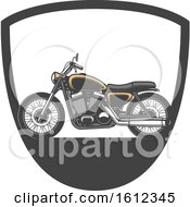 Clipart Of A Motorcycle In A Shield Royalty Free Vector Illustration