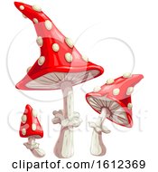 Clipart Of A Trio Of Mushrooms Royalty Free Vector Illustration