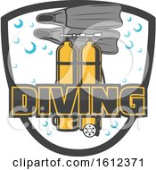 Clipart Of A Shield With Diving Gear Royalty Free Vector Illustration