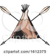 Clipart Of A Tepee Over Crossed Arrows Royalty Free Vector Illustration