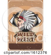 Poster, Art Print Of Chief With Axes On A Wild West Design