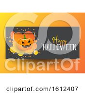 Poster, Art Print Of Halloween Banner Design With Cute Pumpkin