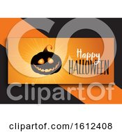 Poster, Art Print Of Halloween Banner Design With Cute Pumpkin