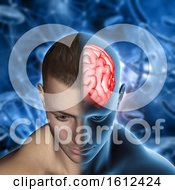 3D Medical Background With Male Figure With Brain Highlighted