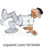 Clipart Of A Cartoon Black Man Doing A Stretching Exercise Royalty Free Vector Illustration