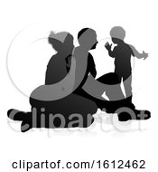Detailed Family Silhouette On A White Background