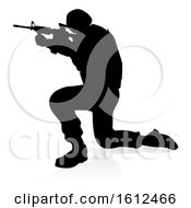 Soldier Detailed Silhouette On A White Background