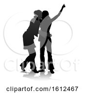 Poster, Art Print Of Young Friends Silhouette On A White Background