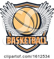 Clipart Of A Winged Baskeball Shield Design Royalty Free Vector Illustration