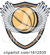 Clipart Of A Winged Baskeball Shield Design Royalty Free Vector Illustration