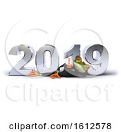 Clipart Of A 3d Green Business Frog With New Year 2019 On A White Background Royalty Free Illustration